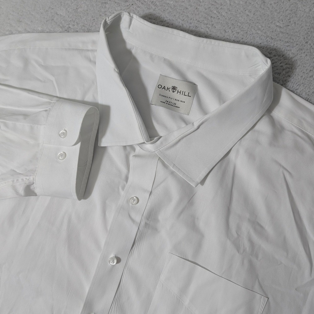 Oak Hill Dress Shirt Mens 24 37/38 White Classic Fit Non-Iron L/S hole
